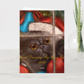 ZWARTE PERZISCHE KITTEN CAT VAKANTIE KAART (Achterkant)