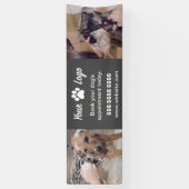 Zwarte Pet Business Banner met 2 foto's en Logo (Verticaal)