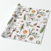 Zwarte Pet Chickadee Birds Kerstparty Cadeaupapier (Uitgerold)