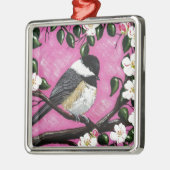 Zwarte pet Chickadee Metalen Ornament (Links)