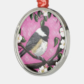 Zwarte pet Chickadee Metalen Ornament (Links)