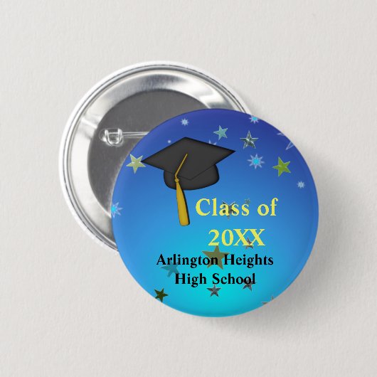 Zwarte Pet en sterren Afstuderen Button (Voorkant /achterkant)