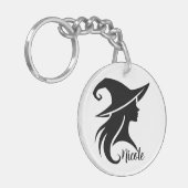 Zwarte Pet heks wiccan heksen Halloween Sleutelhanger (Voorkant Links)