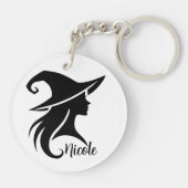Zwarte Pet heks wiccan heksen Halloween Sleutelhanger (Achterkant)