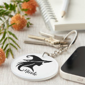 Zwarte Pet heks wiccan heksen Halloween Sleutelhanger (Voorkant Rechts)