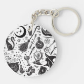 Zwarte Pet heks wiccan heksen Halloween Sleutelhanger (Achterkant)