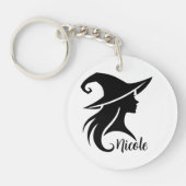 Zwarte Pet heks wiccan heksen Halloween Sleutelhanger (Voorkant)