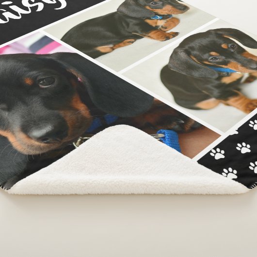 Zwarte Pet Lover Fotocollage  Hond Sherpa Deken (3/4)