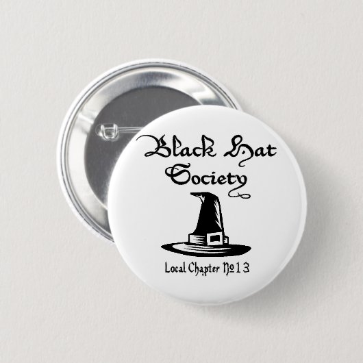 Zwarte pet ronde button 5,7 cm (Voorkant /achterkant)