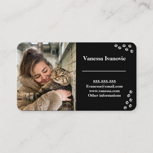  zwarte Pet Sitter Visitekaartje (Voorkant)