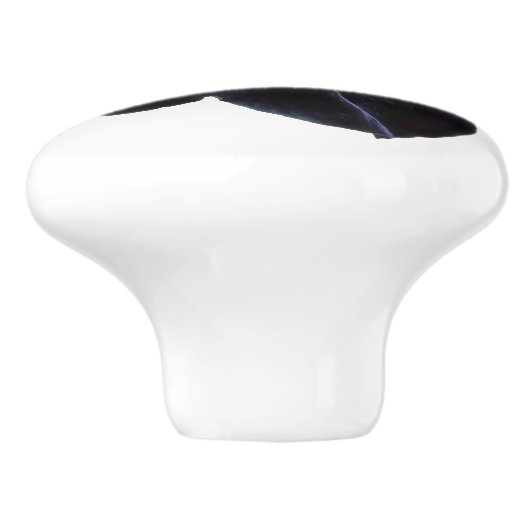 Zwarte Petunia Keramische knop (Zijkant)