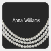 zwarte peulstreng vierkante sticker (Voorkant)