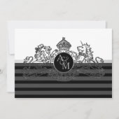Zwarte Pewter Witte Leeuw Eenhoorn Embleem Huwelij Kaart (Voorkant)