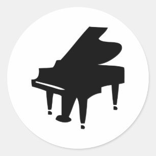 zwarte pianikoon ronde sticker