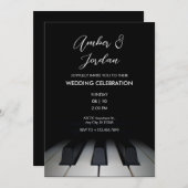 Zwarte piano moderne eenvoudige bruiloft kaart (Voorkant / Achterkant)