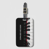 Zwarte piano toetsen tuts aangepaste naam bagagelabel (Voorkant (verticaal))