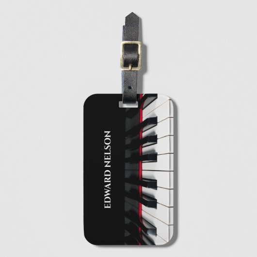 Zwarte piano toetsen tuts aangepaste naam bagagelabel (Voorkant (verticaal))