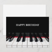 Zwarte piano toetsen tuts gelukkige verjaardag feestdagenkaart (Voorkant / Achterkant)