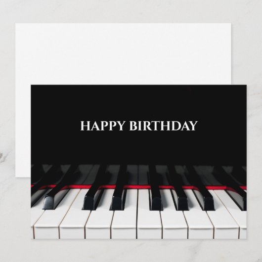 Zwarte piano toetsen tuts gelukkige verjaardag feestdagenkaart (Voorkant / Achterkant)