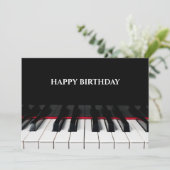Zwarte piano toetsen tuts gelukkige verjaardag feestdagenkaart (Staand voorkant)