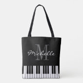Zwarte pianoketoetsen schouder canvas tas voor muz (Achterkant)