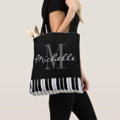Zwarte pianoketoetsen schouder canvas tas voor muz (Dichtbij)