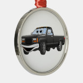 Zwarte pick-up truck Cartoon Metalen Ornament (Rechts)