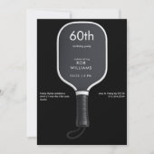 Zwarte Pickleball 60ste Verjaardagsfeestje Kaart (Voorkant)