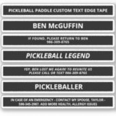 Zwarte Pickleball Paddle Edge-tape - Aangepaste na Sticker (Voorkant)