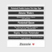 Zwarte Pickleball Paddle Edge-tape aangepaste teks Sticker (Vel)