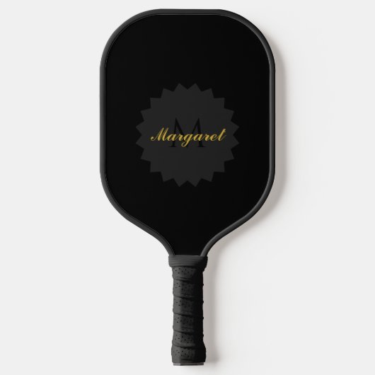Zwarte Pickleball Paddle met naam en Initiaal (Voorkant)