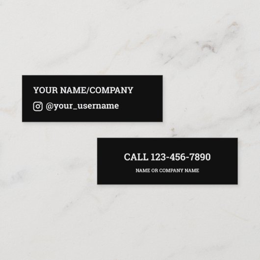 Zwarte pictogrammen voor sociale media mini visitekaartje (Voorkant / Achterkant)