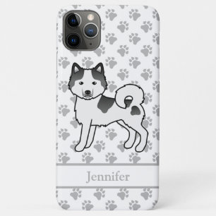 Zwarte Piebald Alaskan Malamute Mooie Hond & Naam Case-Mate iPhone Case