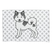 Zwarte Piebald Alaskan Malamute Schattige Cartoon  Kussensloop (Voorkant-Links)