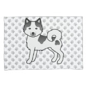 Zwarte Piebald Alaskan Malamute Schattige Cartoon  Kussensloop (Voorkant-Rechts)