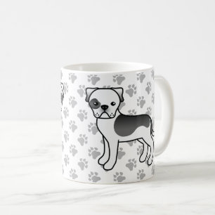 Zwarte Piebald Amerikaanse Bulldog Schattige Carto Koffiemok