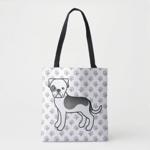 Zwarte Piebald Amerikaanse Bulldog Schattige Carto Tote Bag