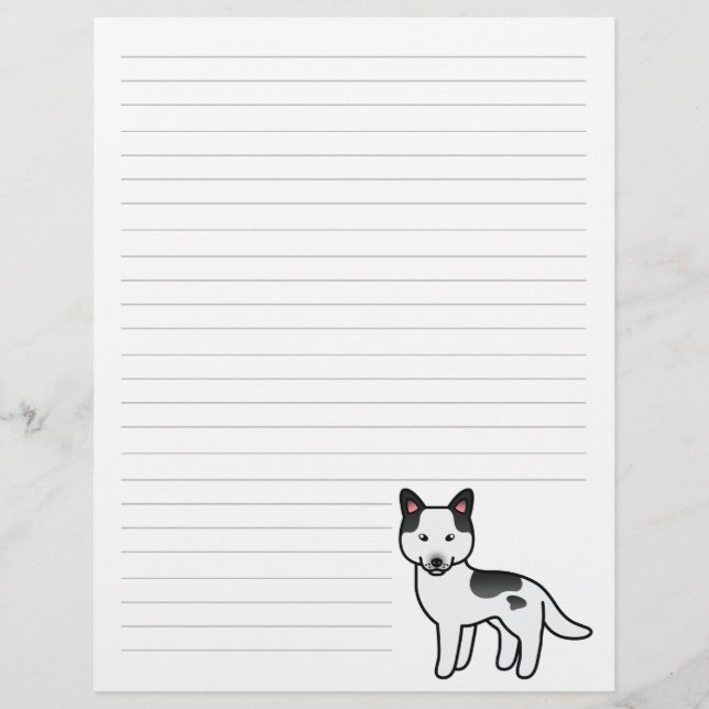 Zwarte Piebald Cartoon Siberische Husky (Voorkant)