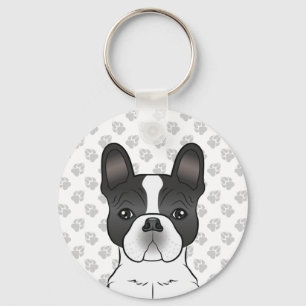 Zwarte Piebald Franse Bulldog / Franse Bulldog Hon Sleutelhanger