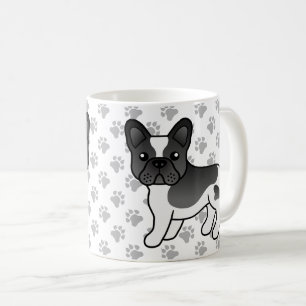 Zwarte Piebald Franse Bulldog Schattige Cartoon Ho Koffiemok