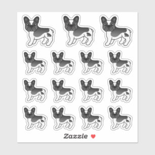 Zwarte Piebald Franse Bulldog Schattige Cartoon Ho Sticker