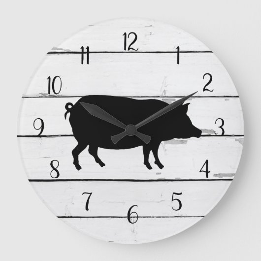 Zwarte Pig Shiplap Farmhouse Decor Grote Klok (Voorkant)