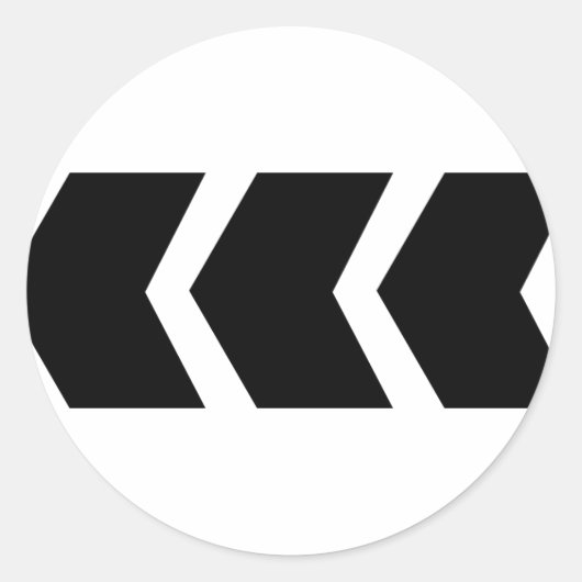 Zwarte pijl naar links ronde sticker (Voorkant)