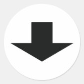 zwarte pijl omlaag ronde sticker (Voorkant)