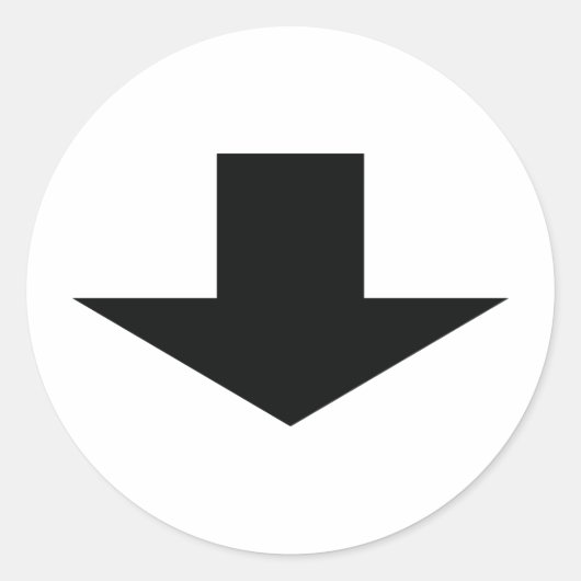 zwarte pijl omlaag ronde sticker (Voorkant)