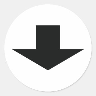 zwarte pijl omlaag ronde sticker