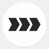 Zwarte pijl rechts ronde sticker (Voorkant)