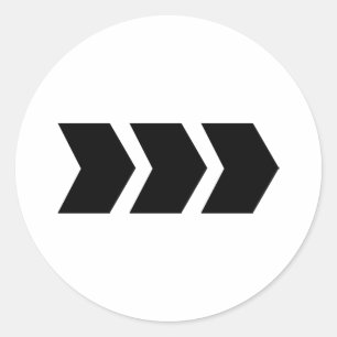 Zwarte pijl rechts ronde sticker