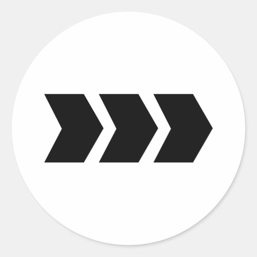 Zwarte pijl rechts ronde sticker (Voorkant)