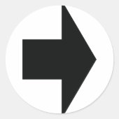 Zwarte pijl rechts ronde sticker (Voorkant)